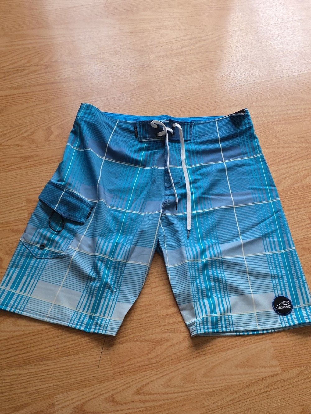 Blue Plaid Men's Swim Trunks
